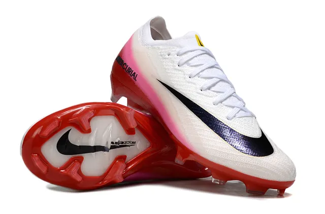 Nike Rojo y rosa de corte bajo upper de knit banda degradada suelo firme zapatos de fútbol 2