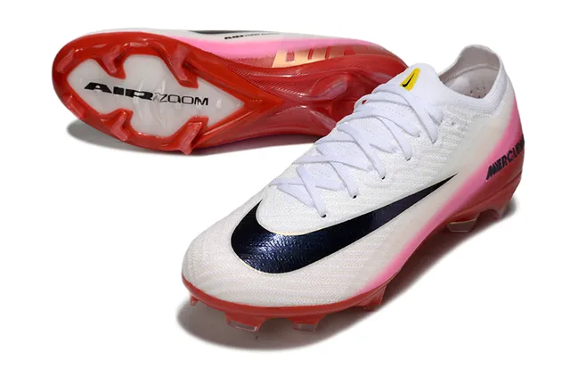 Nike Rojo y rosa de corte bajo upper de knit banda degradada suelo firme zapatos de fútbol 3