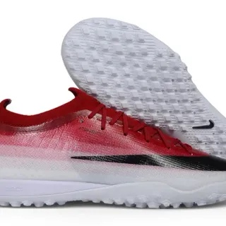 Nike Sapatos de Futebol Turf com upper Knit Gradient vermelho branco overlay Swoosh preto
