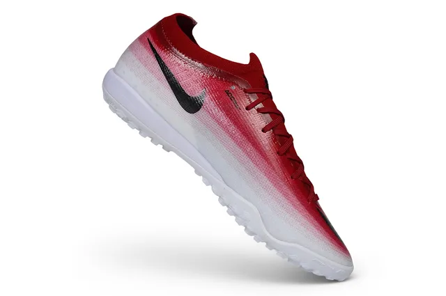 Nike Red White Knit Gradient Upper Black Swoosh Overlay Turf Soccer Shoes 3