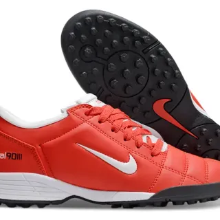 Nike Sapatos de Futebol Turf de Couro Sintético de Baixo com Cadarços Vermelho Branco