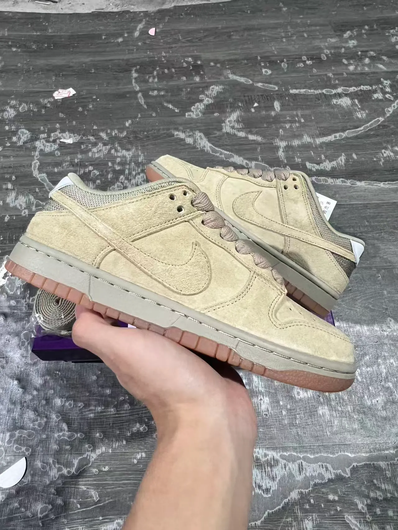 Nike SB Dunk Low Beige Suede Skateboard Shoes 5