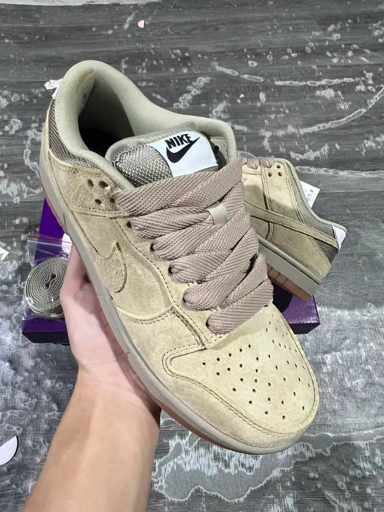 Nike SB Dunk Low Beige Suede Skateboard Shoes 6