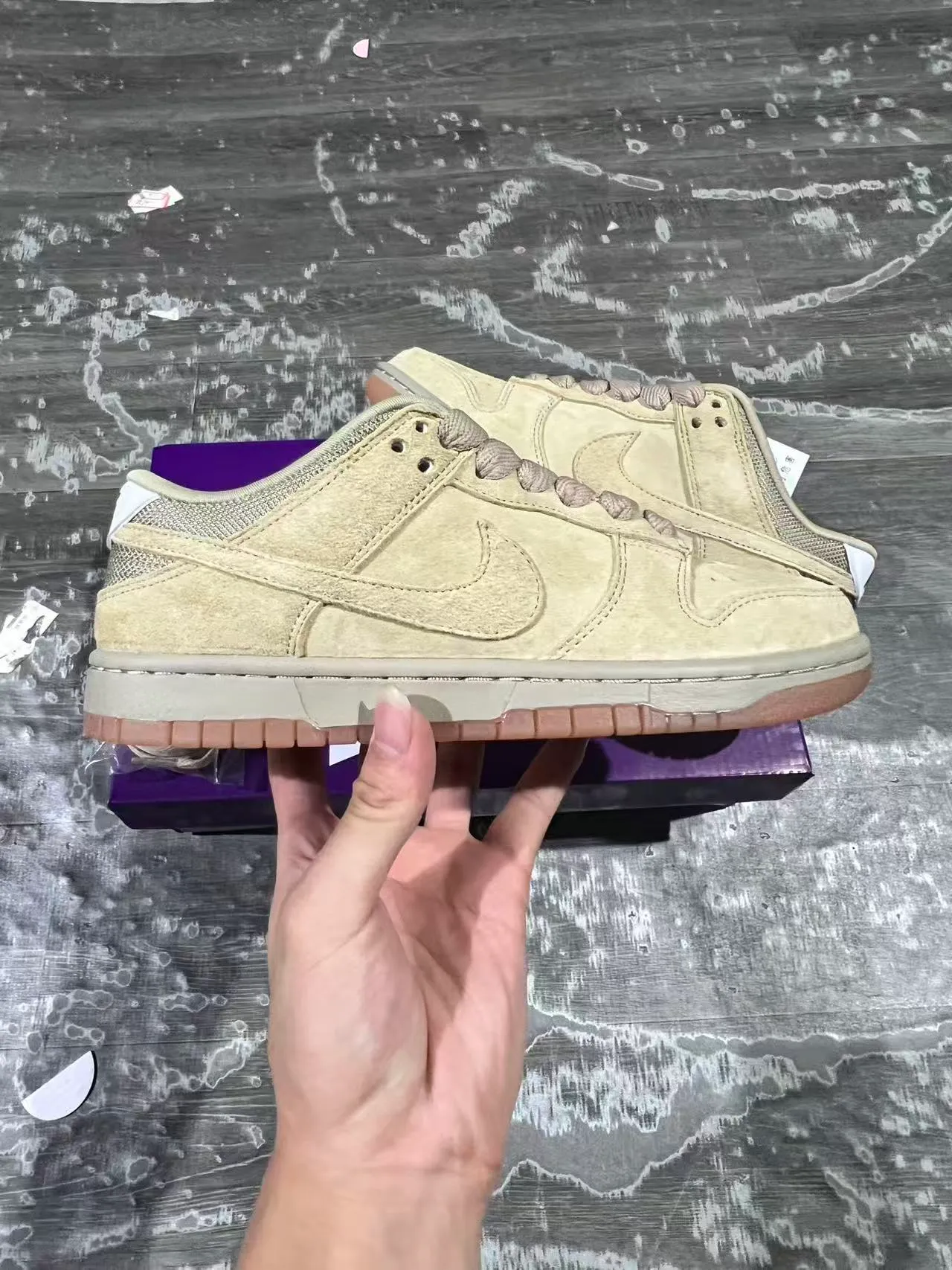 Nike SB Dunk Low Beige Suede Skateboard Shoes 10