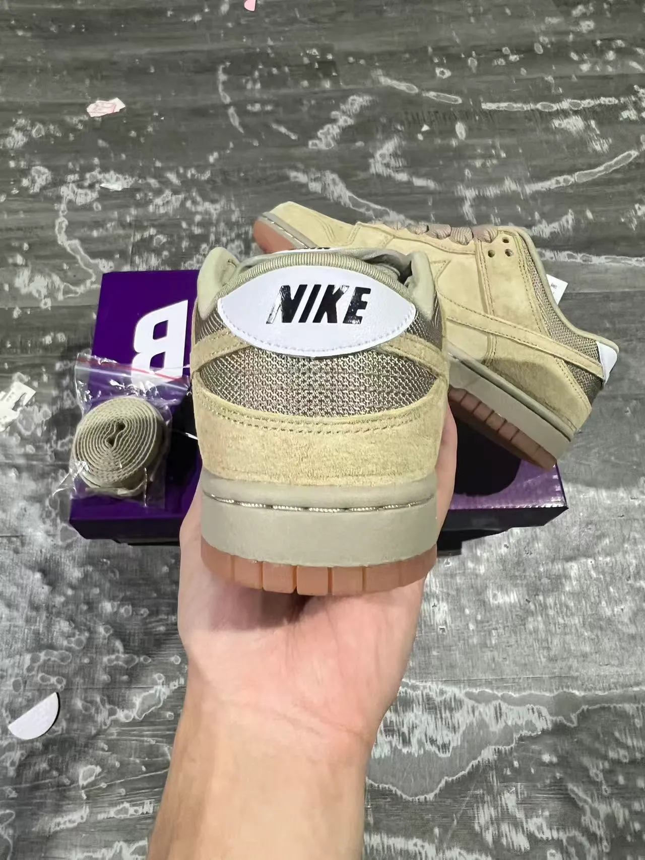 Nike SB Dunk Low Beige Suede Skateboard Shoes 2