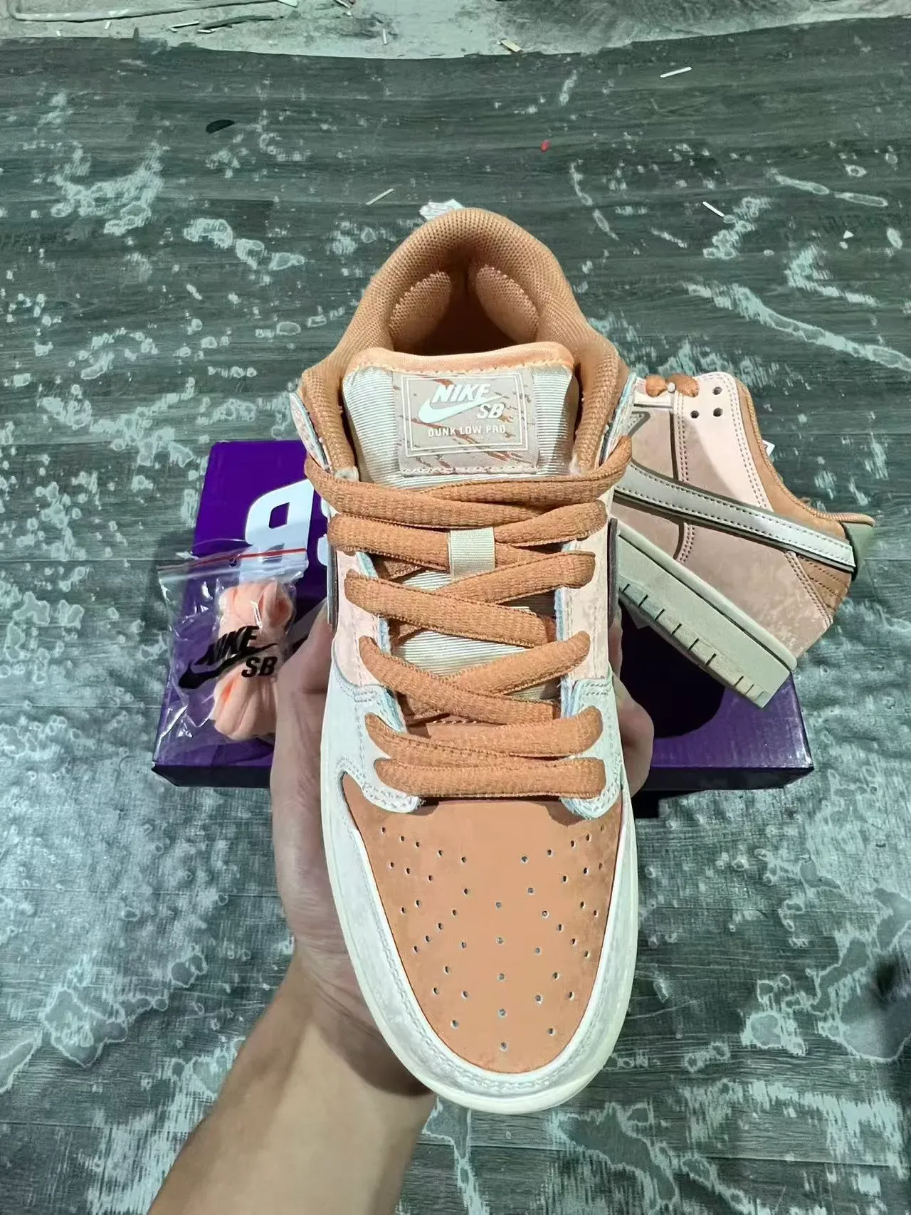 Nike SB Dunk Low Pink and Tan Skateboard Shoes 3