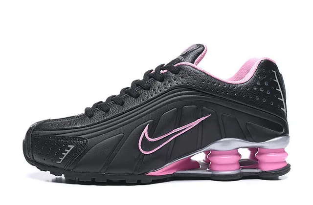 Nike Shox R4 Tênis de corrida rosa branco de baixo 2