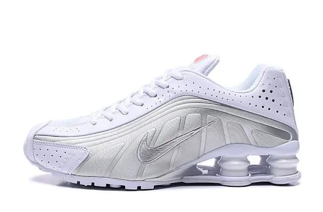 Nike Shox R4 Tênis de corrida rosa branco de baixo 3