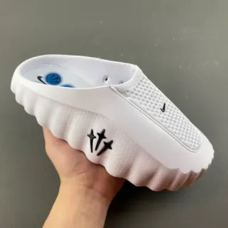 نايك Slide أبيض أسود شبكة مثقوبة slip-on نعال