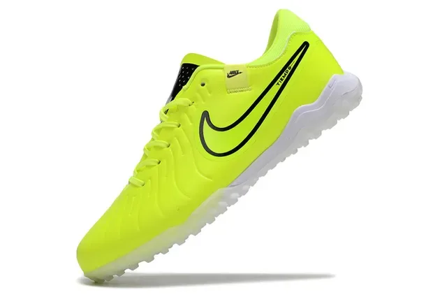 Nike Tiempo Yellow Black Low-Cut Synthetic Upper Conical Studs Turf Soccer Shoes 2
