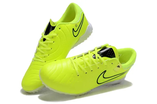 Nike Tiempo Yellow Black Low-Cut Synthetic Upper Conical Studs Turf Soccer Shoes 5