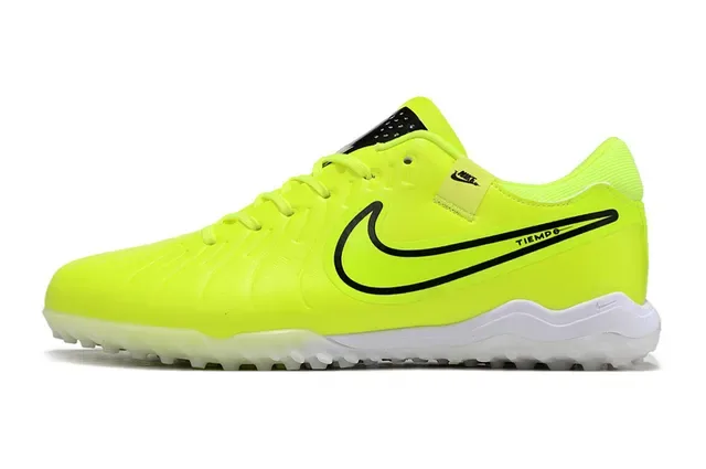 Nike Tiempo Yellow Black Low-Cut Synthetic Upper Conical Studs Turf Soccer Shoes 6