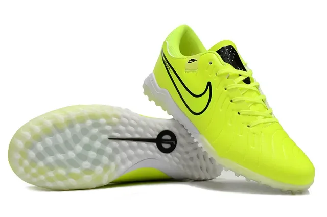 Nike Tiempo Yellow Black Low-Cut Synthetic Upper Conical Studs Turf Soccer Shoes 7