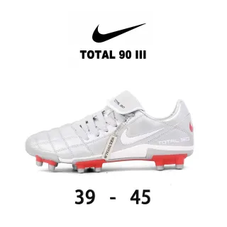 Nike Total 90 III Tênis de futebol brancos e vermelhos para solo firme