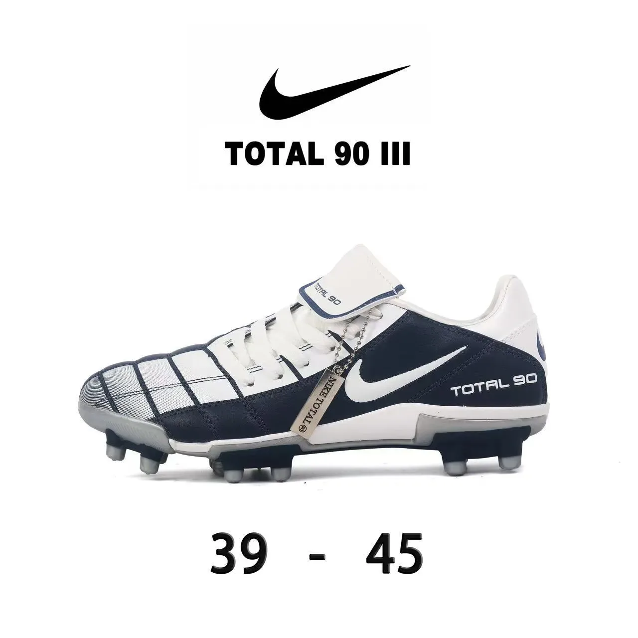 Nike Total 90 III White and Red Firm-Ground Soccer Shoes 5