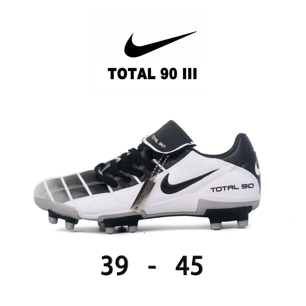 Nike Total 90 III White and Red Firm-Ground Soccer Shoes 6