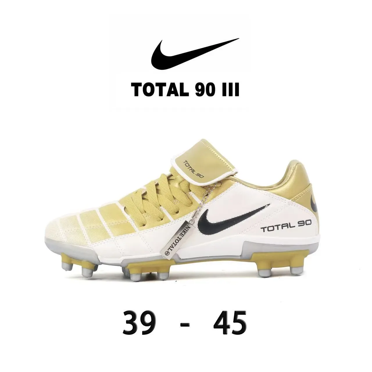 Nike Total 90 III White and Red Firm-Ground Soccer Shoes 7