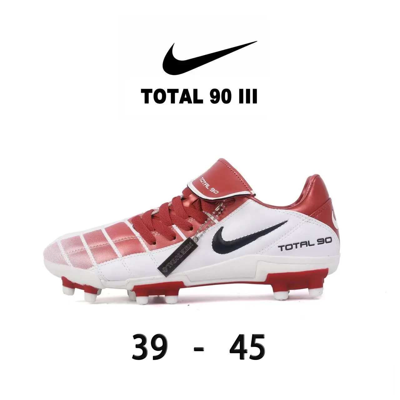 Nike Total 90 III White and Red Firm-Ground Soccer Shoes 8