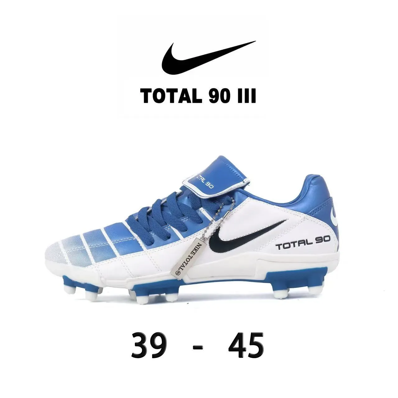 Nike Total 90 III White and Red Firm-Ground Soccer Shoes 9