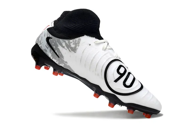 Nike Blanc Noir Haut-Coupé Col de Cheville Motif Camouflage Tige Synthétique Sol Ferme Chaussures de Football 2