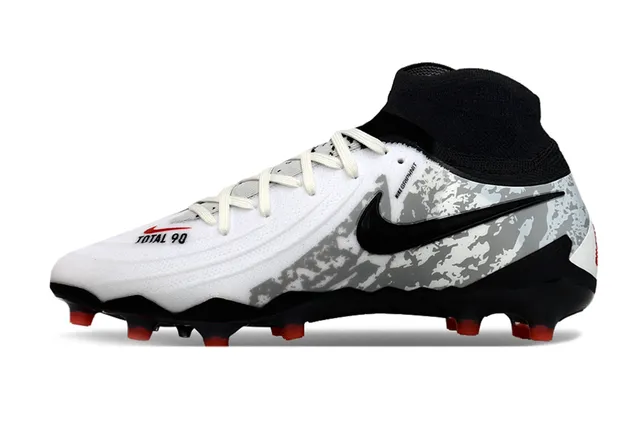 Nike Blanc Noir Haut-Coupé Col de Cheville Motif Camouflage Tige Synthétique Sol Ferme Chaussures de Football 7