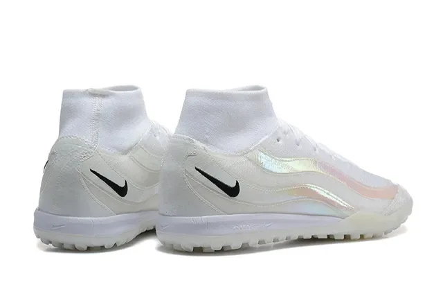 Nike सफेद काला हाई-टॉप सॉक-फिट कॉलर टर्फ सोकर जूते 2