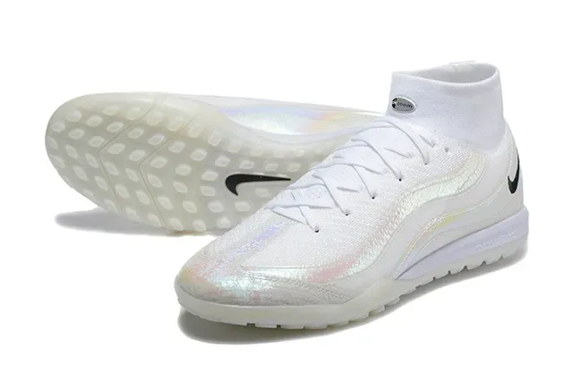 Nike सफेद काला हाई-टॉप सॉक-फिट कॉलर टर्फ सोकर जूते 7