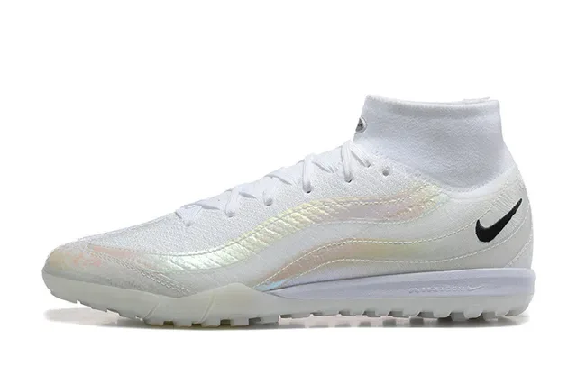 Nike सफेद काला हाई-टॉप सॉक-फिट कॉलर टर्फ सोकर जूते 10