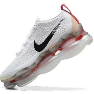 Nike सफेद काला लाल बुनाई ऊपरी पूर्ण लंबाई दृश्य Air Unit दौड़ जूते