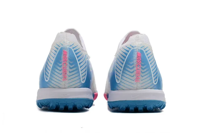 Nike White Blue Low-Cut Synthetic Overlay Turf Soccer Shoes 4