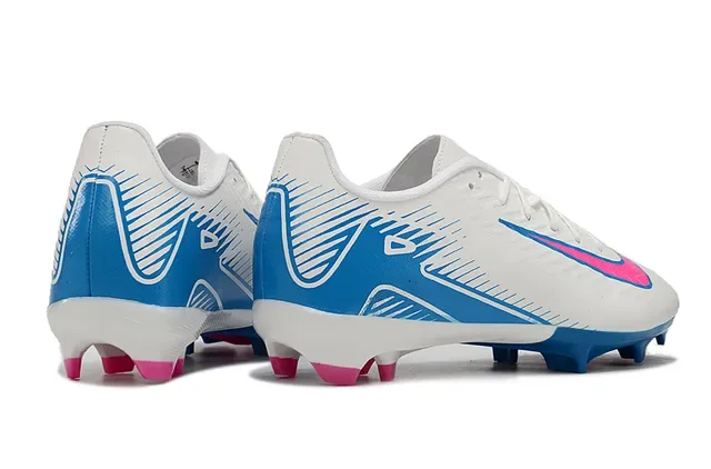 Nike White Blue Low-Cut Synthetic Upper Textured Chevron Pattern Firm-Ground Soccer Shoes 5