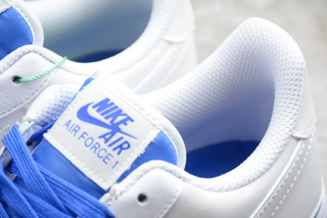 Nike White Blue Low-Top Leather Upper Lifestyle Sneakers 5