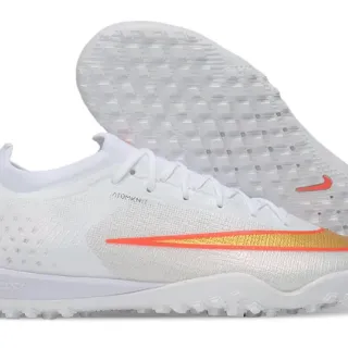 Nike Blanc Or Atomknit Engineered Mesh Upper Coupe Bas Col Style Chaussette Turf Chaussures de Football