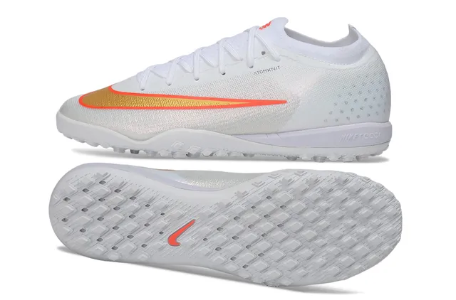 Nike White Gold Atomknit Engineered Mesh Upper Low-Cut Sock-Like Collar Turf Soccer Shoes 4