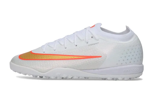 Nike White Gold Atomknit Engineered Mesh Upper Low-Cut Sock-Like Collar Turf Soccer Shoes 5