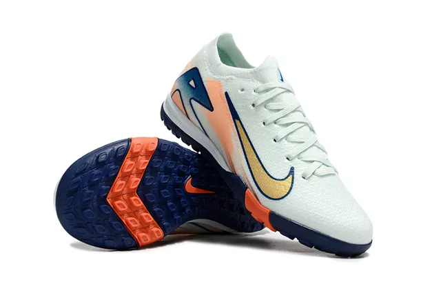 Nike White Navy Knit Upper Gradient Graphic Overlay Turf Soccer Shoes 2