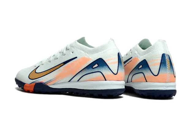 Nike White Navy Knit Upper Gradient Graphic Overlay Turf Soccer Shoes 4