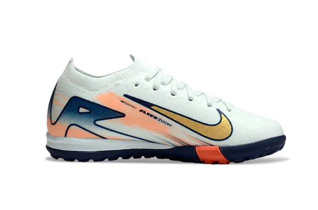 Nike White Navy Knit Upper Gradient Graphic Overlay Turf Soccer Shoes 5