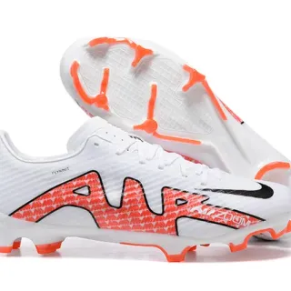 Nike Blanc Orange Flyknit Supérieur Coupe basse Silhouette Sol ferme Chaussures de football
