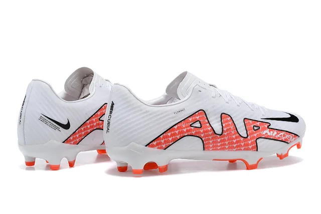 Nike Blanc Orange Flyknit Supérieur Coupe basse Silhouette Sol ferme Chaussures de football 5