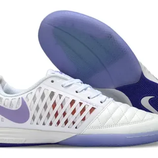 Nike أبيض بنفسجي مبطن جلد صندوق أصابع تهوية قفص صناعي أحذية كرة قدم داخلية