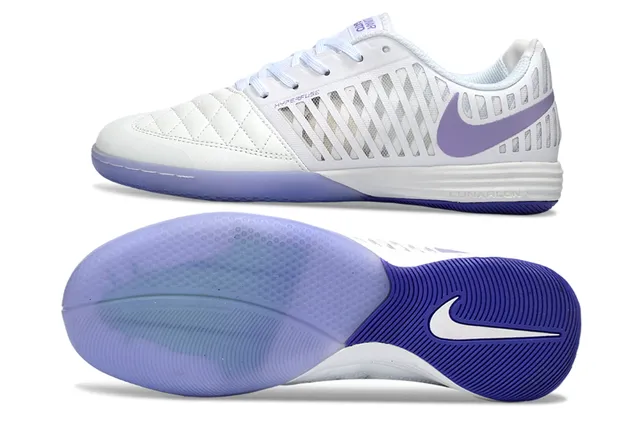 Nike أبيض بنفسجي مبطن جلد صندوق أصابع تهوية قفص صناعي أحذية كرة قدم داخلية 6