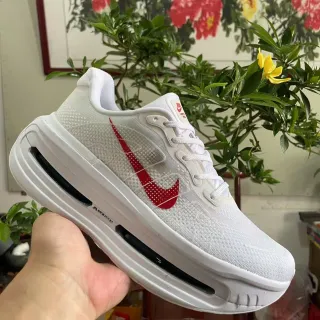 Nike Chaussures de Running Blances et Rouges Tige en Maille Ingénierie Double Visible Air Zoom Units