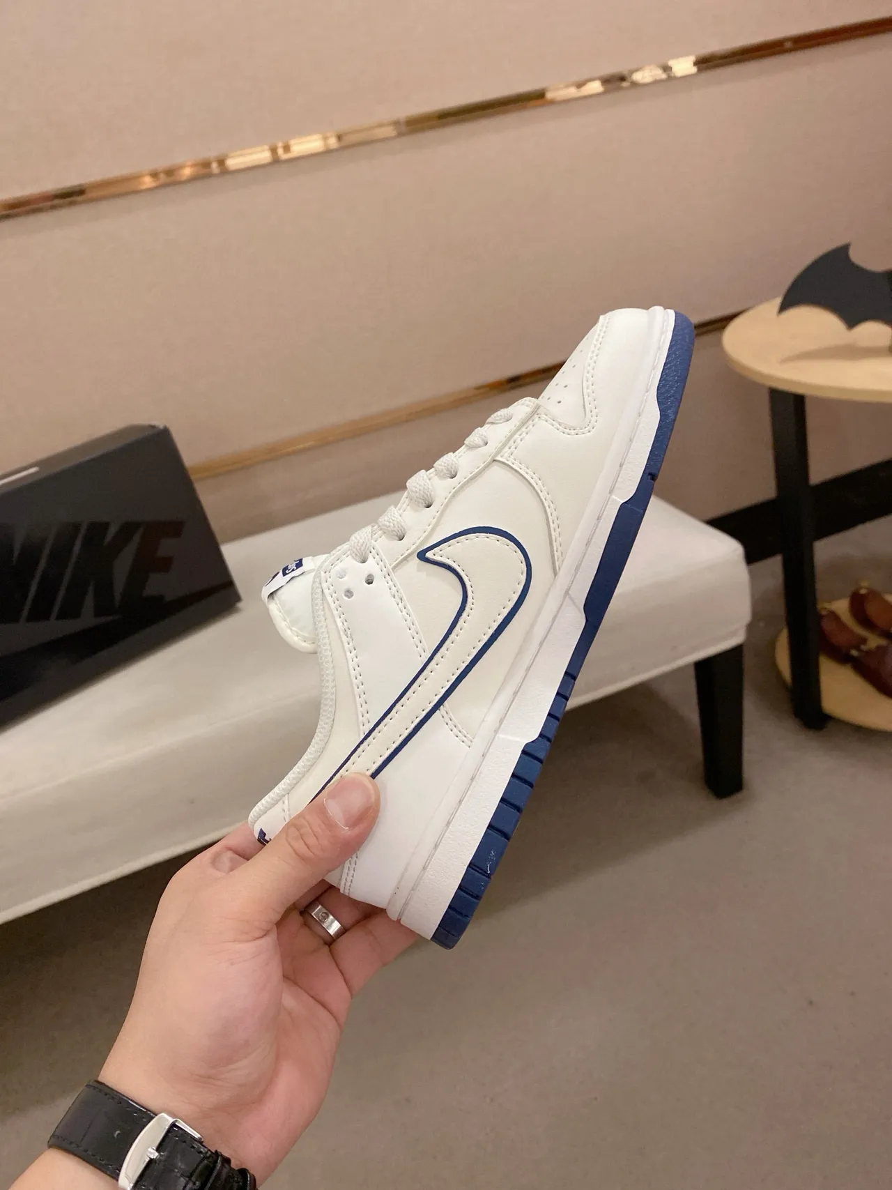 Nike x Supreme SB Dunk Low सादा नील स्केटबोर्ड जूतो 5