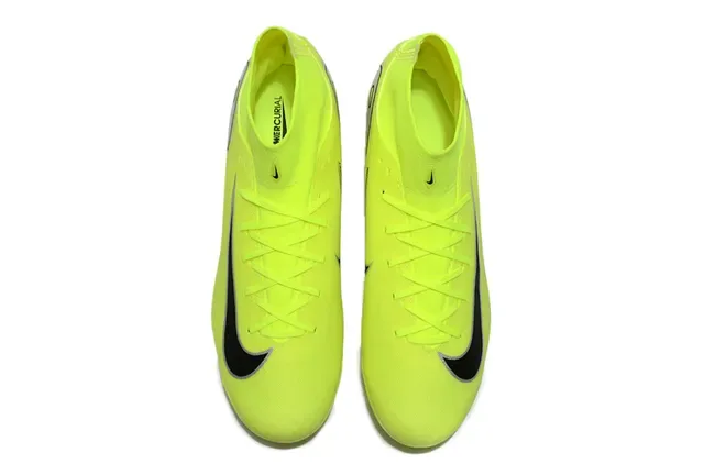 Nike Amarillo Negro Alto-Corte Ajuste Calcetín Neón Sintético Tricot Ground Firme Zapatos de Fútbol 2