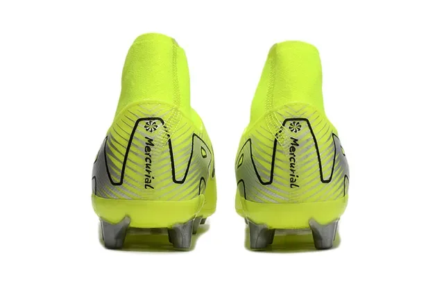 Nike Amarillo Negro Alto-Corte Ajuste Calcetín Neón Sintético Tricot Ground Firme Zapatos de Fútbol 4