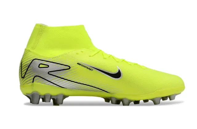 Nike Amarillo Negro Alto-Corte Ajuste Calcetín Neón Sintético Tricot Ground Firme Zapatos de Fútbol 7