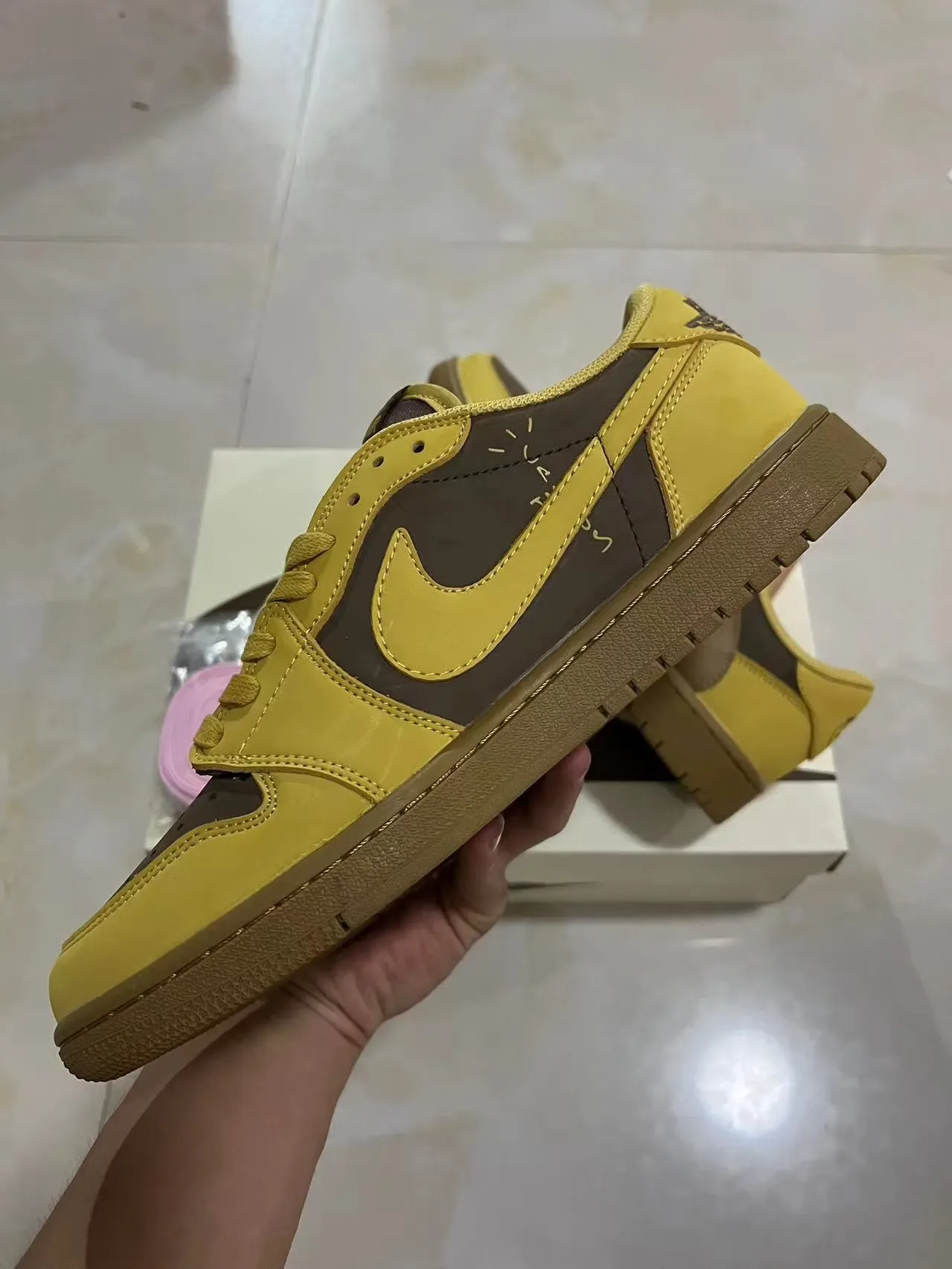 Nike Tênis Low-Top Cupsole Amarelo Marrom 7