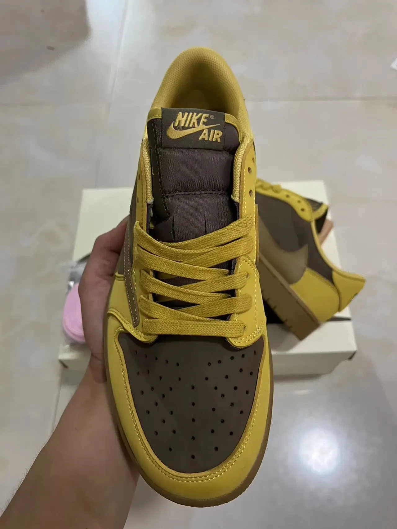 Nike Tênis Low-Top Cupsole Amarelo Marrom 9