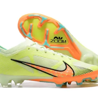 Nike Yellow Orange Low-Cut Knit Upper Asymmetric Lacing Firm-Ground Soccer Shoes